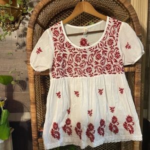 Raga | Embroidered white and burgundy Blouse size M